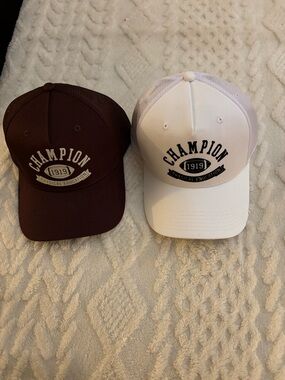 Champion 2Pk 1919 Logo Trucker Hat - White and Maroon.